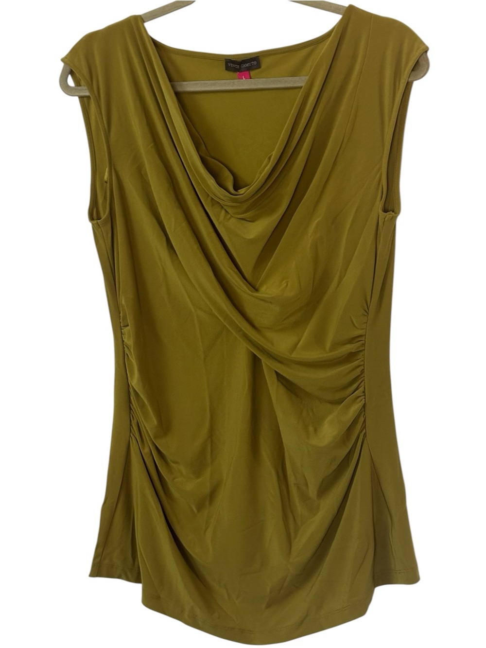 Vince Camuto Olive Green Draped Cowl Neck Sleeveless Top